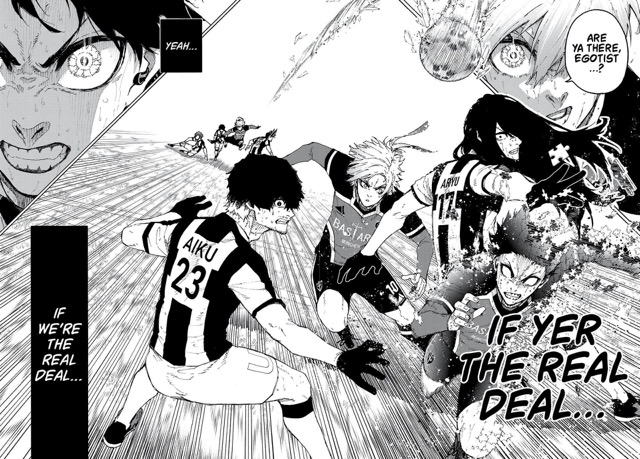 Hiori making the final pass to Isagi without looking at him